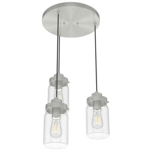 Hunter Devon Park 4.5 in. 3-Light Round Cluster Ceiling Light with Clear Glass - Brushed Nickel, , hires