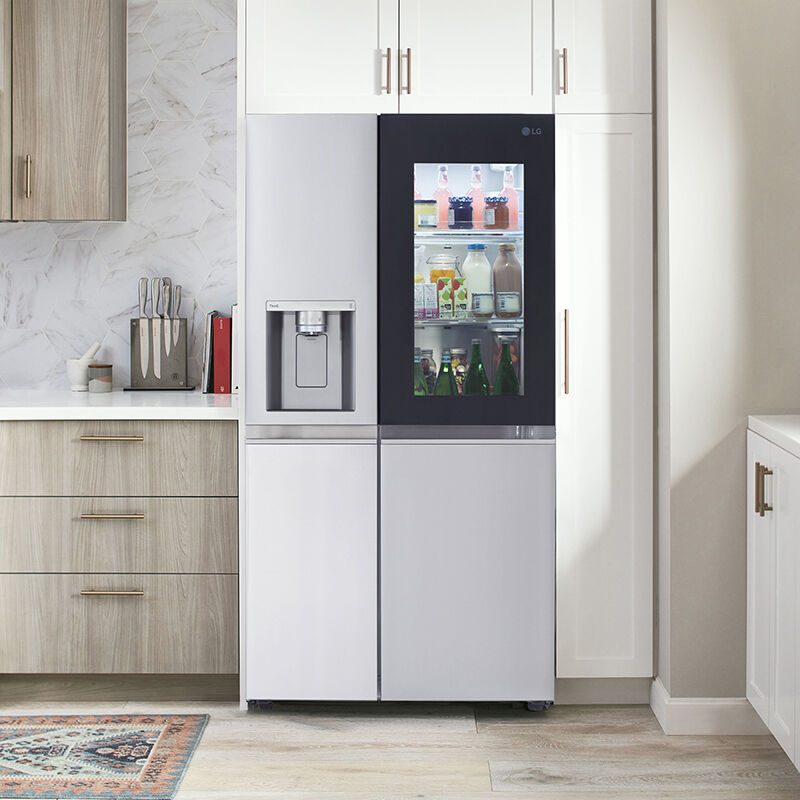 LG InstaView Series 36 in. 27.1 cu. ft. Smart Side-by-Side Refrigerator with External Ice & Water Dispenser - PrintProof Stainless Steel, PrintProof Stainless Steel, hires