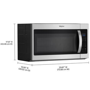 Whirlpool 30 in. 1.9 cu. ft. 1000W Over-the-Range Microwave with 300 CFM & Sensor Cooking - Stainless Steel, , hires