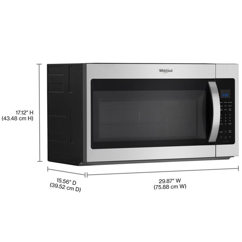 Whirlpool 30 in. 1.9 cu. ft. 1000W Over-the-Range Microwave with 300 CFM & Sensor Cooking - Stainless Steel, , hires