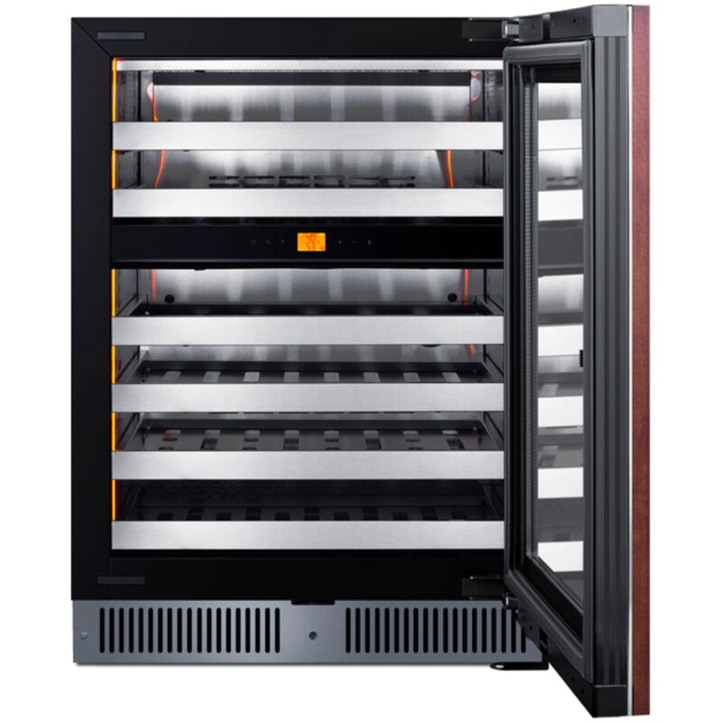 Summit 24 in. Undercounter Right-Hinged Wine Cooler with Metal Racks, Dual Temperature Zones & 48 Bottle Capacity - Custom Panel Ready, , hires