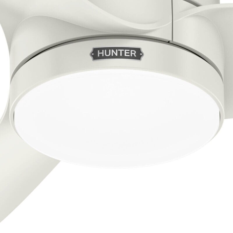 Hunter 52 in. Bolsa Damp Rated Ceiling Fan with LED Light Kit & Handheld Remote - Fresh White, Fresh White, hires