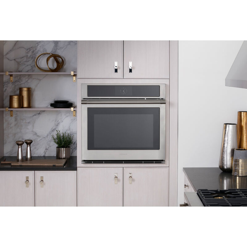 Monogram Statement Series 30 in. 5 cu. ft. Smart Speed Electric Single Wall Oven with True European Convection - Stainless Steel, , hires