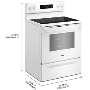 Whirlpool 30 in. 5.3 cu. ft. Air-Fry Standard Convection Electric Range with Radiant Burners - White, , hires