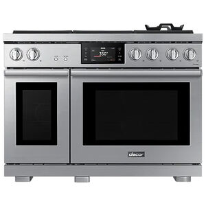 Dacor Transitional Series 48 in. 8.8 cu. ft. Smart Air-Fry Dual Convection Steam Double Oven Dual Fuel Range with 6 Sealed Burners - Silver Stainless, , hires