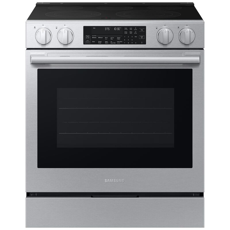 Samsung Bespoke 30 in. 6.3 cu. ft. Smart Air-Fry True European Convection Slide-In Electric Range with Radiant Burners - Stainless Steel, Stainless Steel, hires