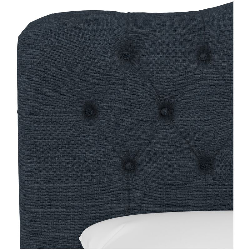Skyline Furniture Tufted Linen Fabric Upholstered Queen Size Headboard - Navy, Navy, hires