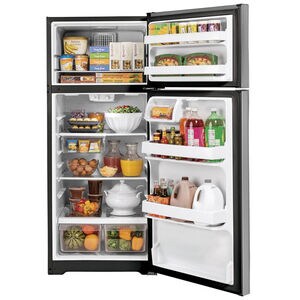 GE 28 in. 16.6 cu. ft. Top Freezer Refrigerator - Stainless Steel, Stainless Steel, hires