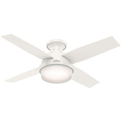 Hunter Dempsey 44 in. Low Profile Ceiling Fan with LED Light Kit and Handheld Remote - Fresh White | 59244