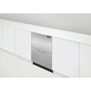 Fisher & Paykel Series 7 24 in. Double Drawer Dishwasher with Front Control, 43 dBA Sound Level, 14 Place Settings, 6 Wash Cycles & Sanitize Cycle - Stainless Steel, , hires