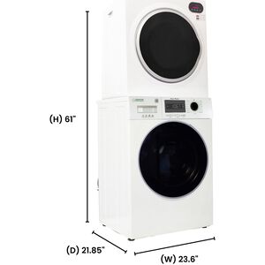 Equator Compact 24 in. 1.57 cu. ft. Electric Front Load Laundry Center with Sensor Dry, Pet & Sanitize Cycle - White, , hires