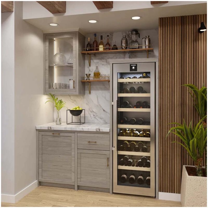 Liebherr 24 in. Freestanding Wine Cabinet with Wood Racks, Dual Temperature Zones & 155-Bottle Capacity - Stainless Steel, , hires