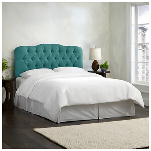 Skyline Furniture Tufted Linen Fabric Upholstered Queen Size Headboard - Laguna, Blue, hires