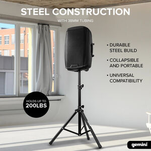 Gemini Professional Speaker Stand - Black, , hires