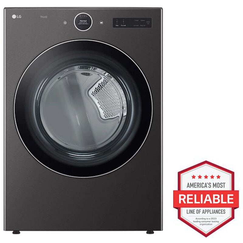 LG 27 in. 7.4 cu. ft. Front Loading Gas Smart Dryer with 23 Dryer Programs, 11 Dry Options, Wrinkle Care & Sensor Dry - Black Steel, , hires