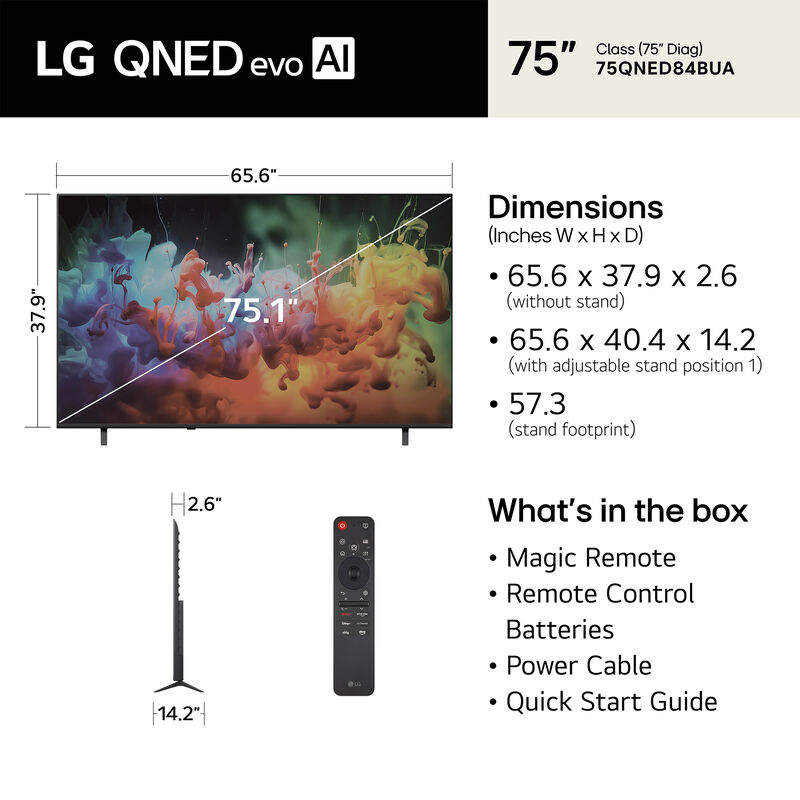 LG - 75" Class QNED84B QNED Mini-LED AI 4K UHD Smart webOS TV, , hires
