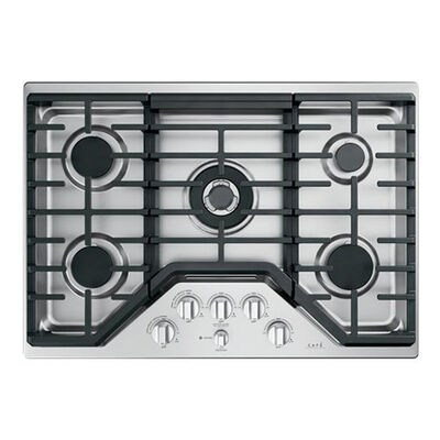 Cafe 30 in. 5-Burner Natural Gas Cooktop with Griddle, Simmer Burner & Power Burner - Stainless Steel | CGP95302MS1