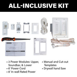Sanus Systems In-Wall Power Kit for Mounted TV & Soundbar, , hires