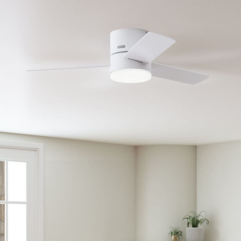 Hunter 52" Minimus Low Profile Ceiling Fan with LED Light Kit and Handheld Remote - Fresh White, White, hires