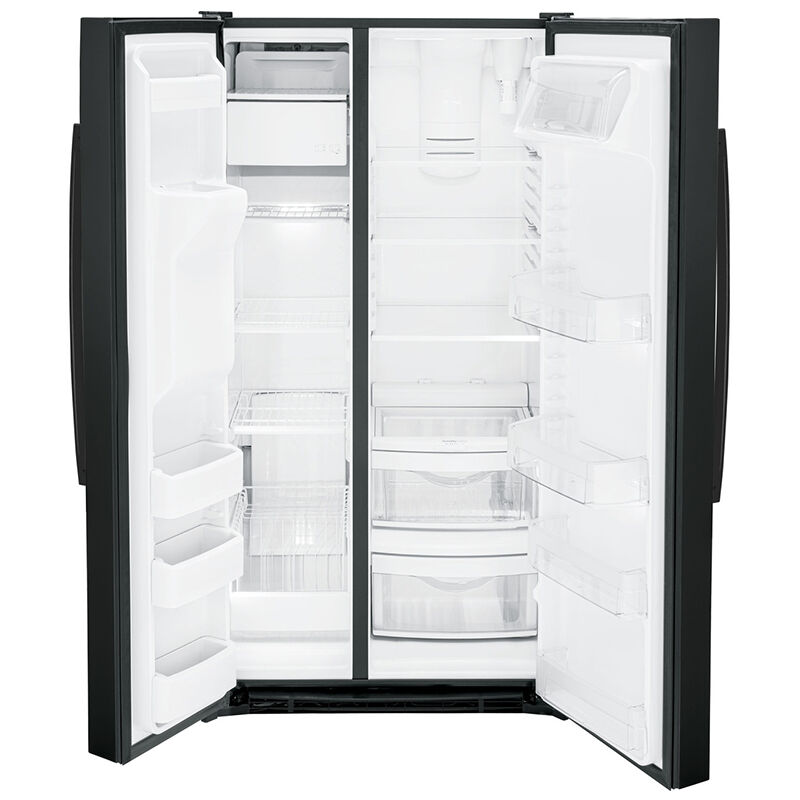 GE 36 in. 25.3 cu. ft. Side by Side Refrigerator with Ice & Water Dispenser - Black, Black, hires