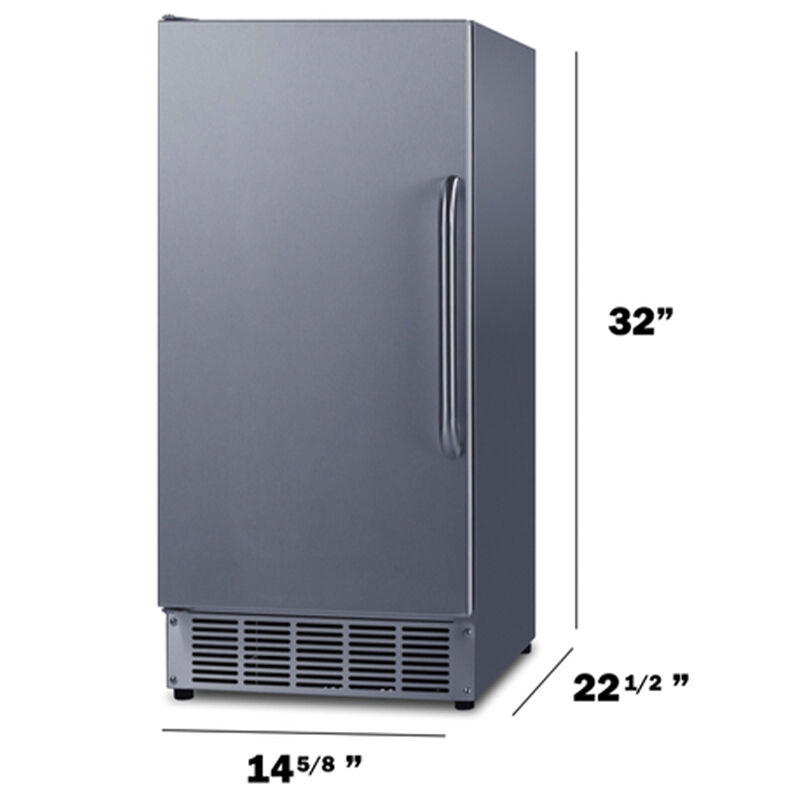 Summit 15 in. Built-In Undercounter Outdoor Commercial-Use Ice Maker with 25 lb. Ice Storage, Auto-Defrost & Digital Control - Stainless Steel, , hires