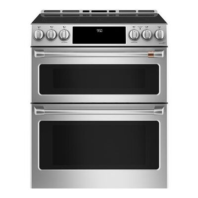 Cafe 30 in. 6.7 cu. ft. Smart Air Fry Convection Double Oven Slide-In Electric Range with 5 Induction Zones - Stainless Steel | CHS950P2MS1