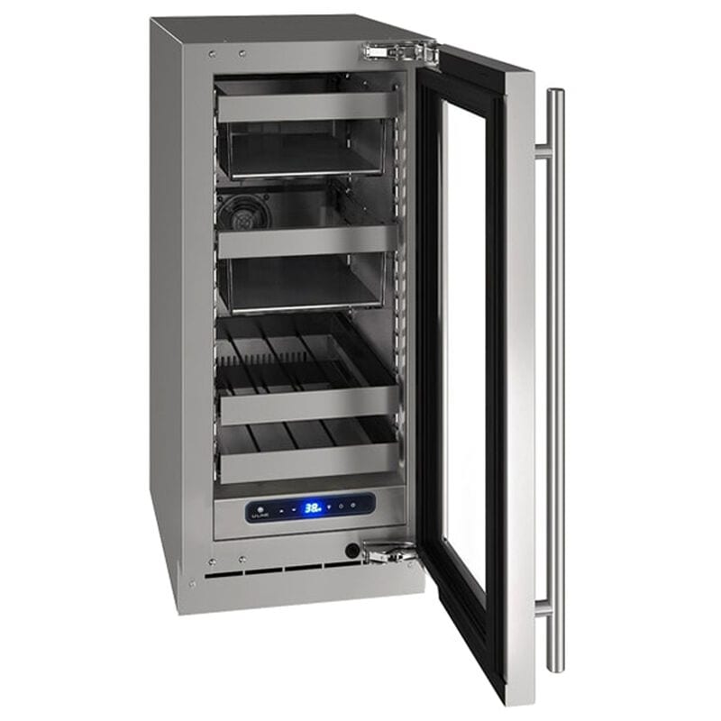 U-Line 5 Class Series 15 in. Built-In/Freestanding 2.9 cu. ft. Beverage Center with Removable Shelves & Digital Control - Stainless Steel, , hires