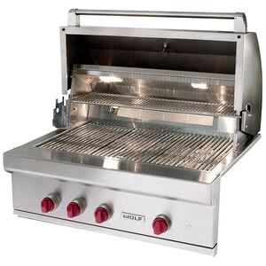 Wolf 36 in. 3-Burner Built-In Natural Gas Grill with Rotisserie, Sear Burner & Smoker Box - Stainless Steel, , hires