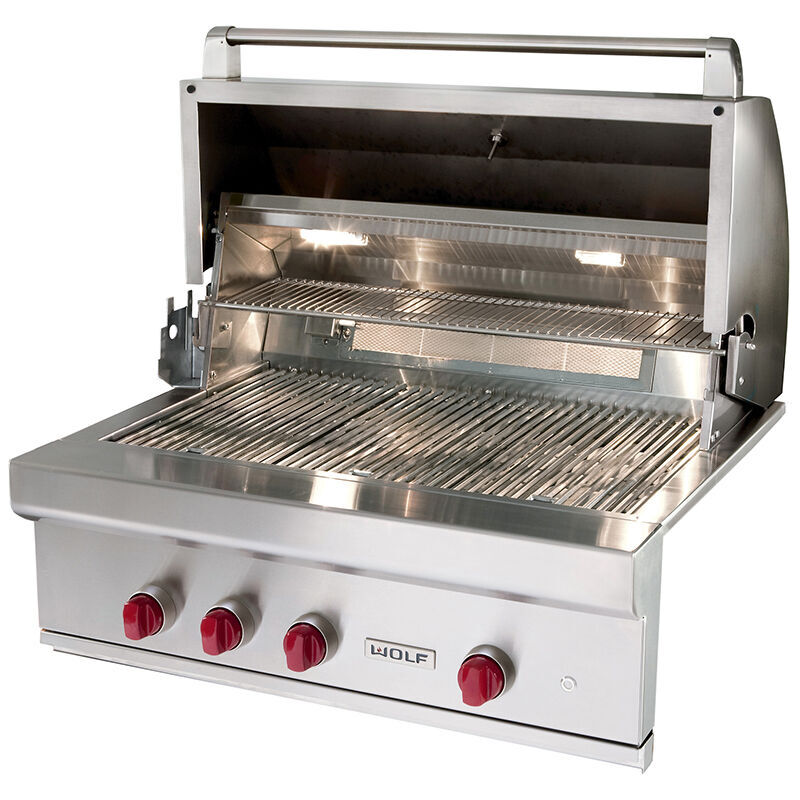 Wolf 36 in. 3-Burner Built-In Natural Gas Grill with Rotisserie, Sear Burner & Smoker Box - Stainless Steel, , hires