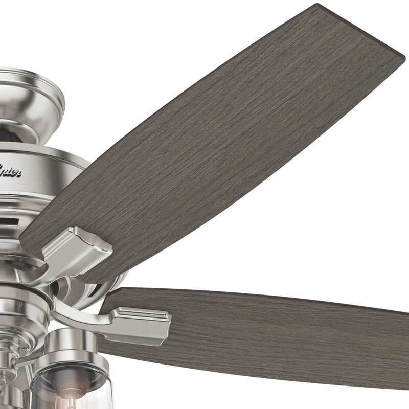 Hunter Bennett 52 in. 3-Light Ceiling Fan with LED Light Kit and Handeld Remote - Brushed Nickel, Brushed Nickel, hires