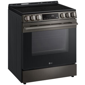 LG 30 in. 6.3 cu. ft. Smart Air-Fry Standard Convection Slide-In Electric Range with Radiant Burners - Black Stainless Steel, , hires