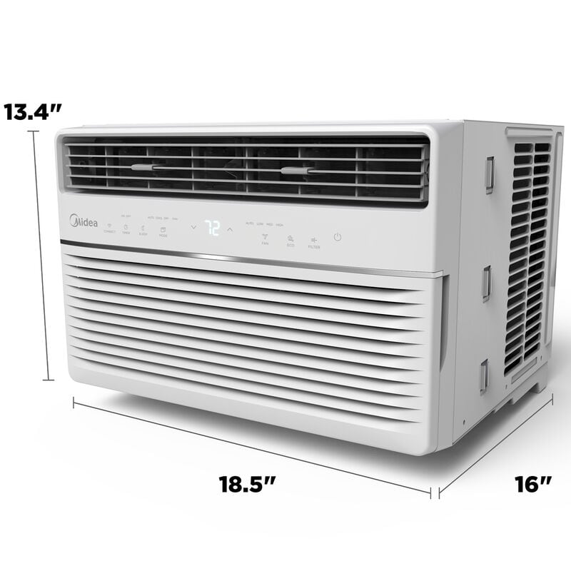Midea 8,000 BTU 115V Smart Window Air Conditioner with 3 Fan Speeds, Sleep Mode & Remote Control - White, , hires