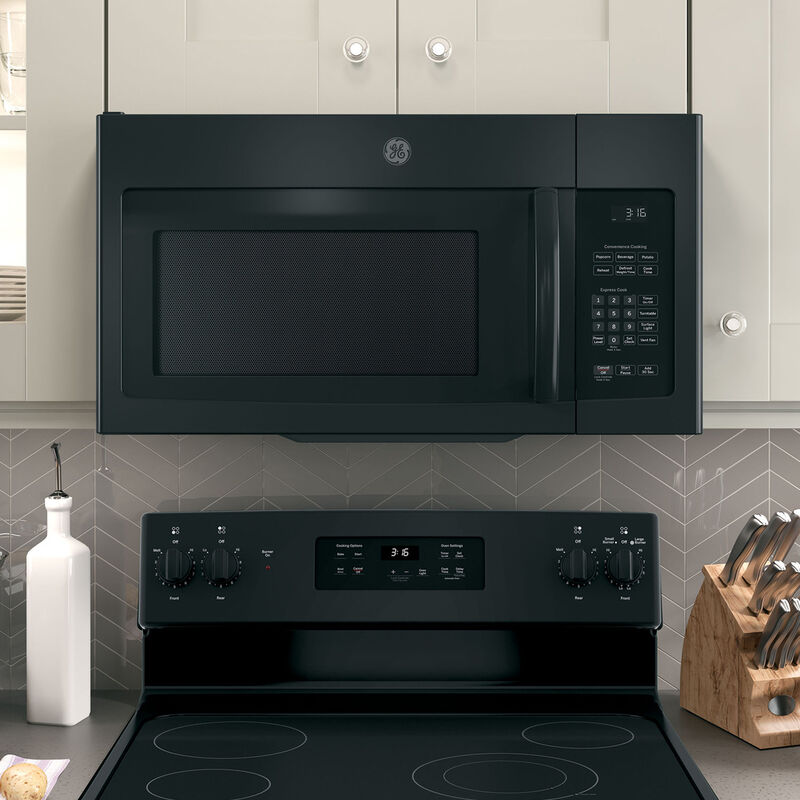GE 30 in. 1.6 cu. ft. 950W Over-the-Range Microwave with 300 CFM - Black, Black, hires