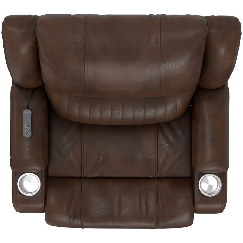 Catnapper Kirk Power Lift Lay Flat Recliner with Storage Arm & Dual Cupholders - Walnut, Walnut, hires