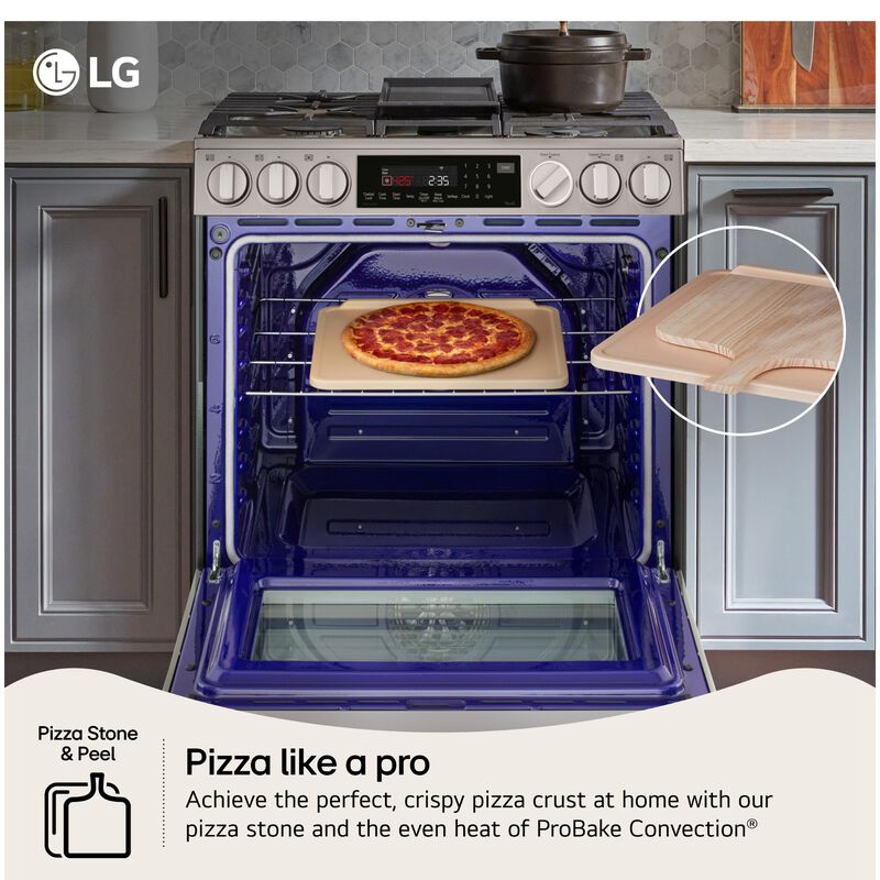 LG 30 in. 6.3 cu. ft. Smart Air-Fry True European Convection Slide-In Gas Range with 5 Sealed Burners & Griddle - PrintProof Stainless Steel, , hires