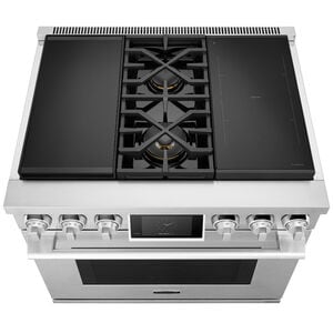 Signature Kitchen Suite 36 in. 6.3 cu. ft. Smart Standard Convection Steam Dual Fuel Range with 2 Sealed & 2 Induction Burners - Stainless Steel, , hires