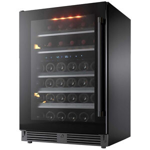 XO 24 in. Compact Built-In/Freestanding 5.7 cu. ft. Wine Cooler with 46 Bottle Capacity, Dual Temperature Zones & Digital Control - Black Glass, , hires