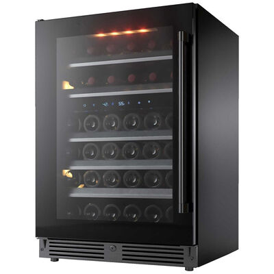 XO 24 in. Compact Built-In/Freestanding 5.7 cu. ft. Wine Cooler with 46 Bottle Capacity, Dual Temperature Zones & Digital Control - Black Glass | XOU24WDZGBL
