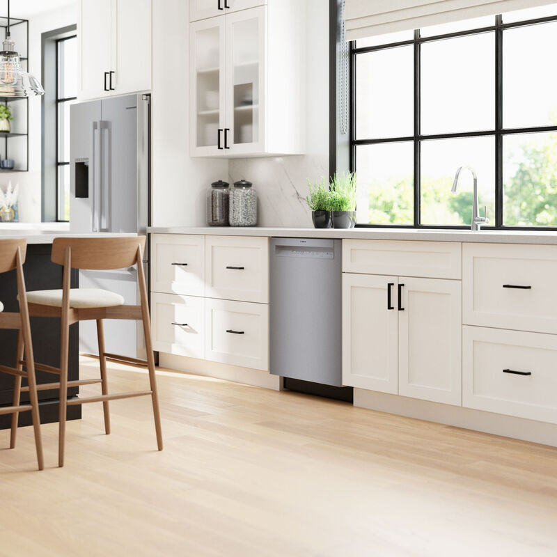 Bosch 100 Series 24 in. Front Control Smart Dishwasher with 50 dBa Sound Level, PureDry & Pocket - Stainless Steel, , hires