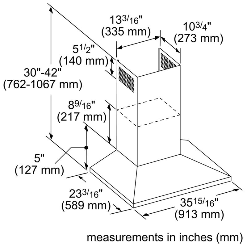 Thermador Masterpiece Series 36 in. Smart Convertible Chimney Style Range Hood with 600 CFM, 4 Fan Speeds & 2 LED Lights - Stainless Steel, , hires
