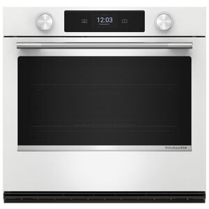 KitchenAid 30 in. 5.0 cu. ft. Smart Steam Electric Single Wall Oven with True European Convection - White, , hires