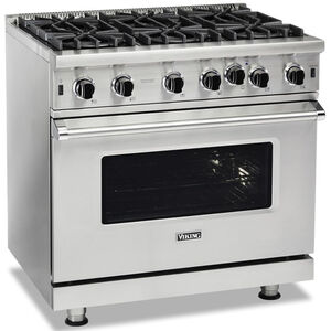 Viking 5 Series 36 in. 5.1 cu. ft. Convection Oven Freestanding LP Gas Range with 6 Open Burners - Stainless Steel, , hires