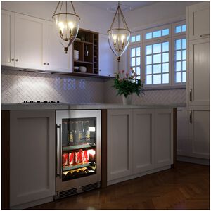 XO 24 in. Built-In/Freestanding 5.7 cu. ft. Compact Beverage Center with Adjustable Shelves & Digital Control - Stainless Steel, , hires