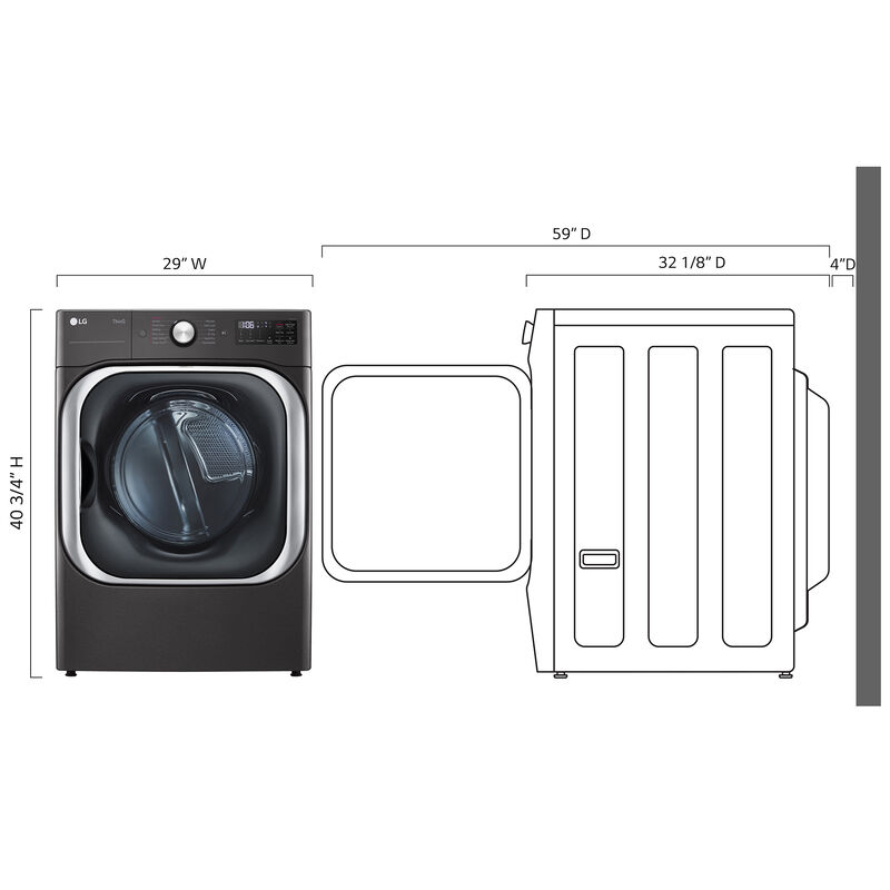 LG 29 in. 9.0 cu. ft. Smart Stackable Gas Dryer with Built-In Intelligence, TurboSteam Technology & Sensor Dry - Black Steel, Black Steel, hires