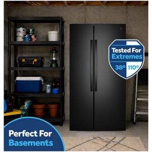 GE 36 in. 28.5 cu. ft. Garage-Ready Side-by-Side Refrigerator - Black, Black, hires