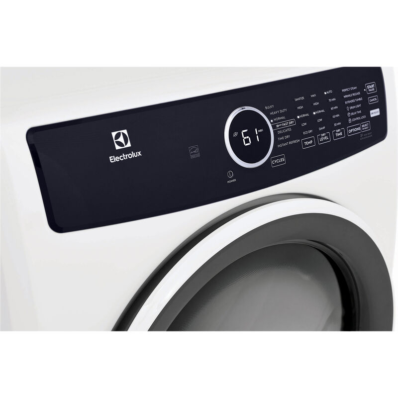 Electrolux 400 Series 27 in. 8.0 cu. ft. Stackable Electric Dryer with 7 Dry Programs, 6 Dry Options, Sanitize Cycle & Wrinkle Care - White, White, hires