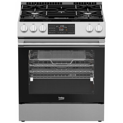 Beko 30 in. 5.9 cu. ft. Air Fry Convection Oven Slide-In Natural Gas Range with 5 Sealed Burners - Stainless Steel | SLGR30524SS