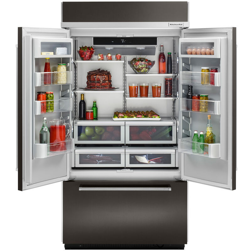KitchenAid 42 in. Built-In 24.2 cu. ft. Counter Depth French Door Refrigerator - Black Stainless, Black Stainless, hires