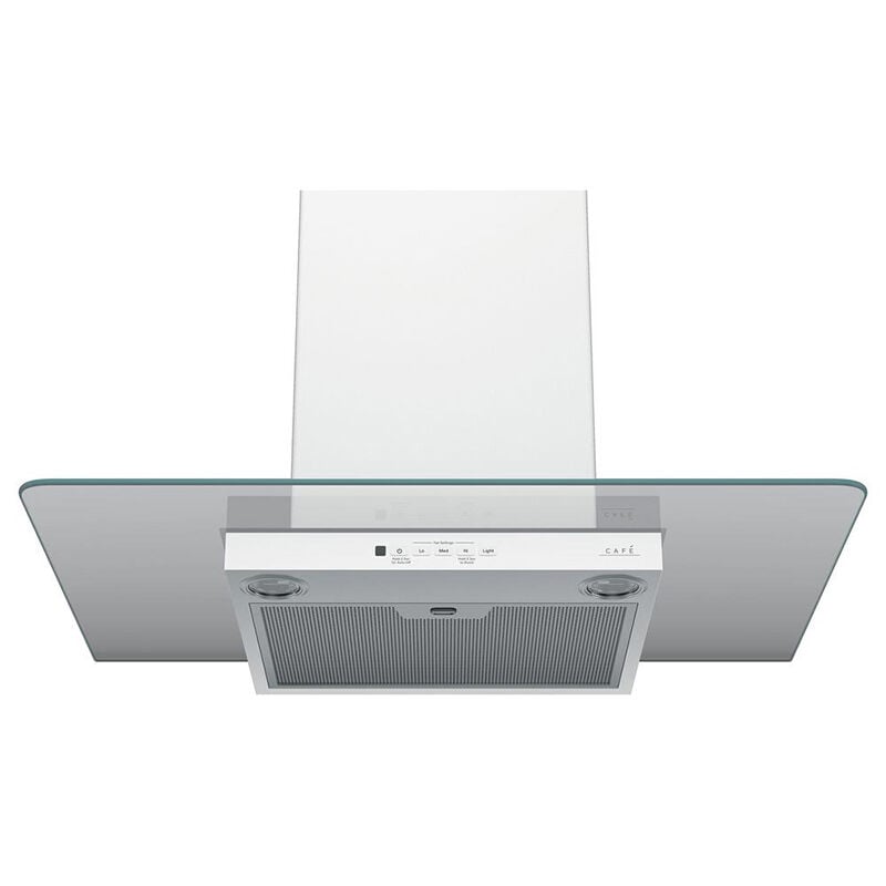 Cafe 30 in. Convertible Chimney Style Range Hood with 350 CFM, 4 Fan Speeds & 2 Halogen Lights - Matte White, , hires