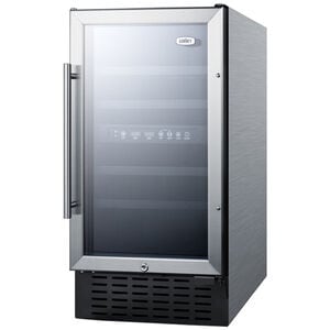 Summit 18 in. Undercounter Wine Cooler with Wood Racks, Dual Temperature Zones & 28 Bottle Capacity - Stainless Steel, , hires